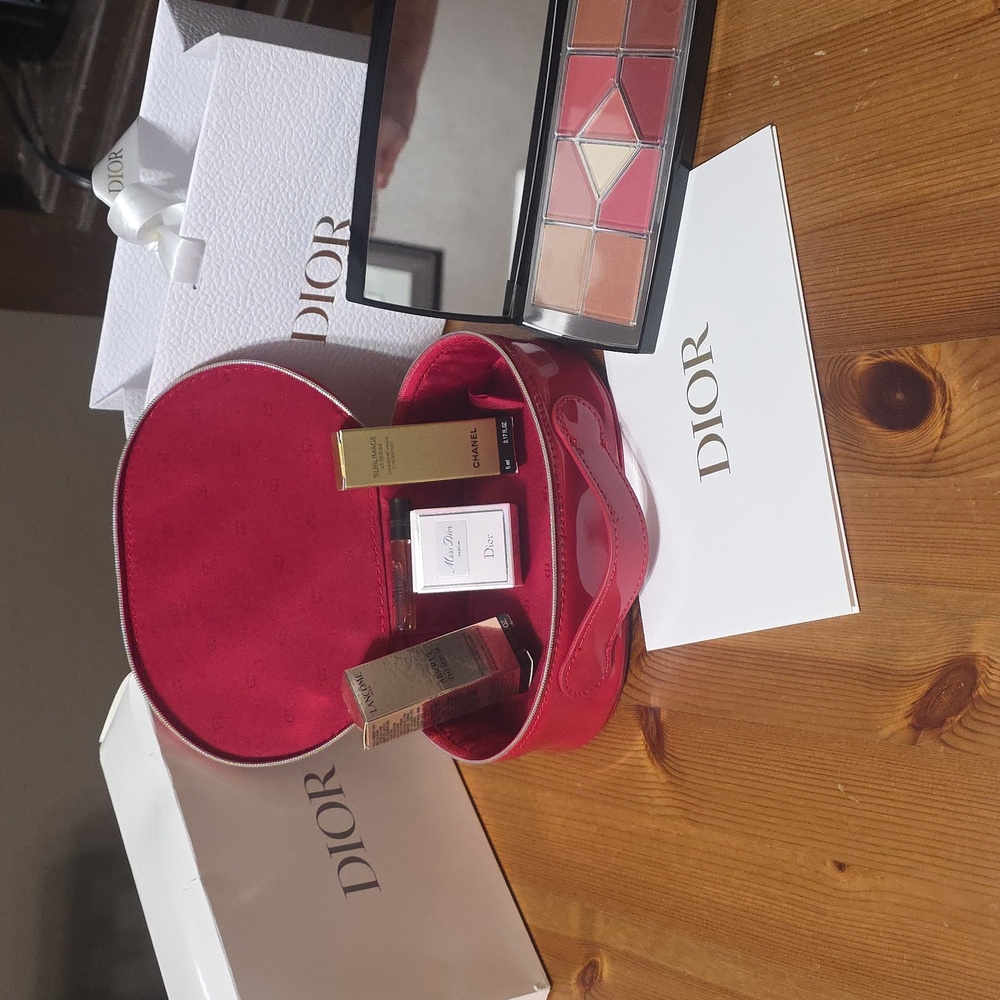 Dior Bundle Cosmetic Bag & Palette with Mirror Plus Box And Small Gift Bag